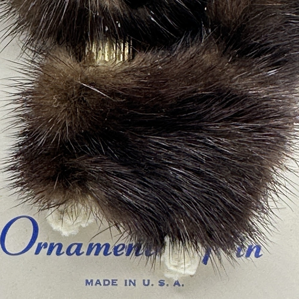 Vintage Genuine Mink Cat Brooch Pin On Original Card Novelty Fur Animal USA - Picture 3 of 8